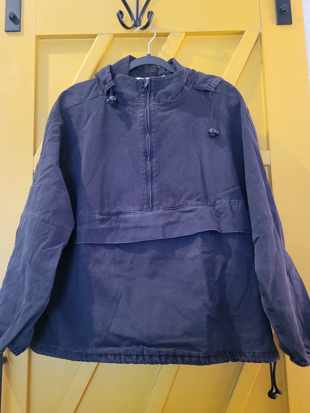 MNML Black Half-Zip Pullover With Front Zip Pocket Cotton